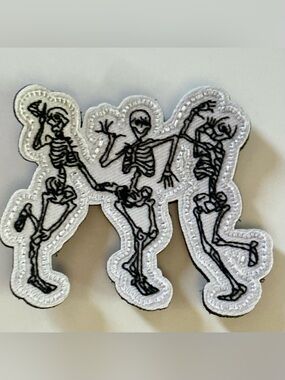 TACTICAL MORAL VELCRO EMBROIDERED PATCH DANCING SKELETONS